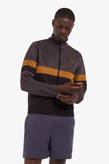 Geaca Barbati Fred Perry Panelled Track Negrii | RO 1227AHKP